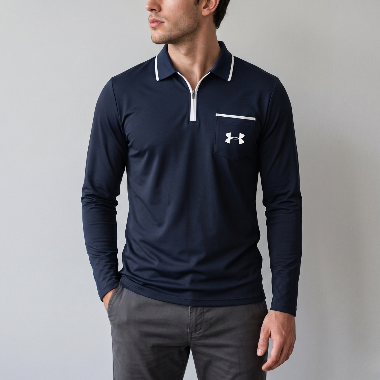 Quarter-Zip Full Sleeve Polo - Clearance Sale