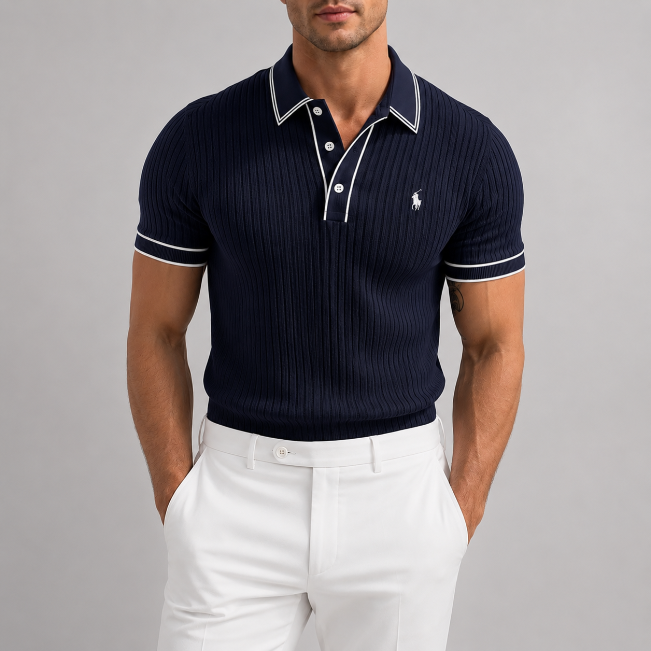 Premium Ribbed Polo Shirt für Herren