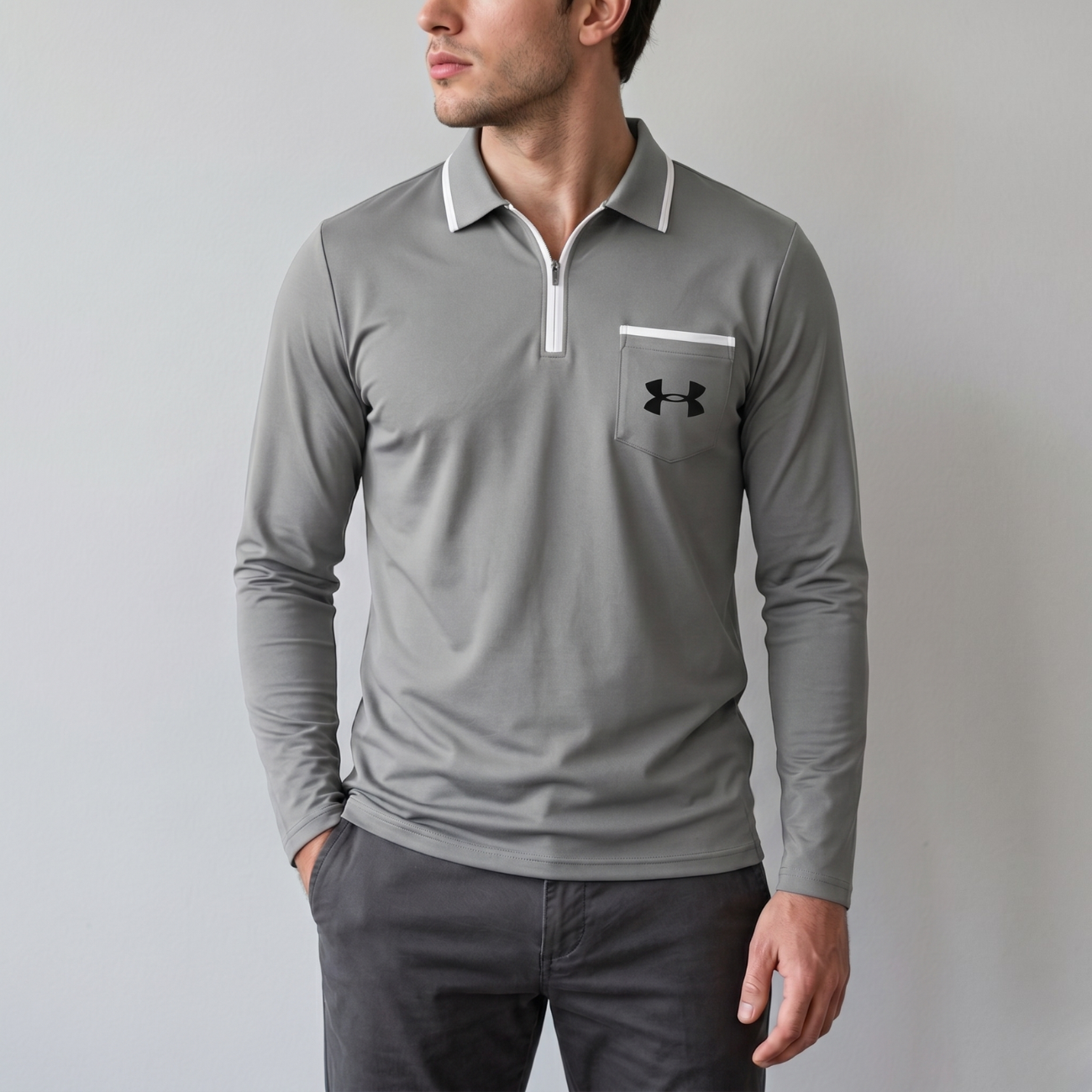Quarter-Zip Full Sleeve Polo - Clearance Sale