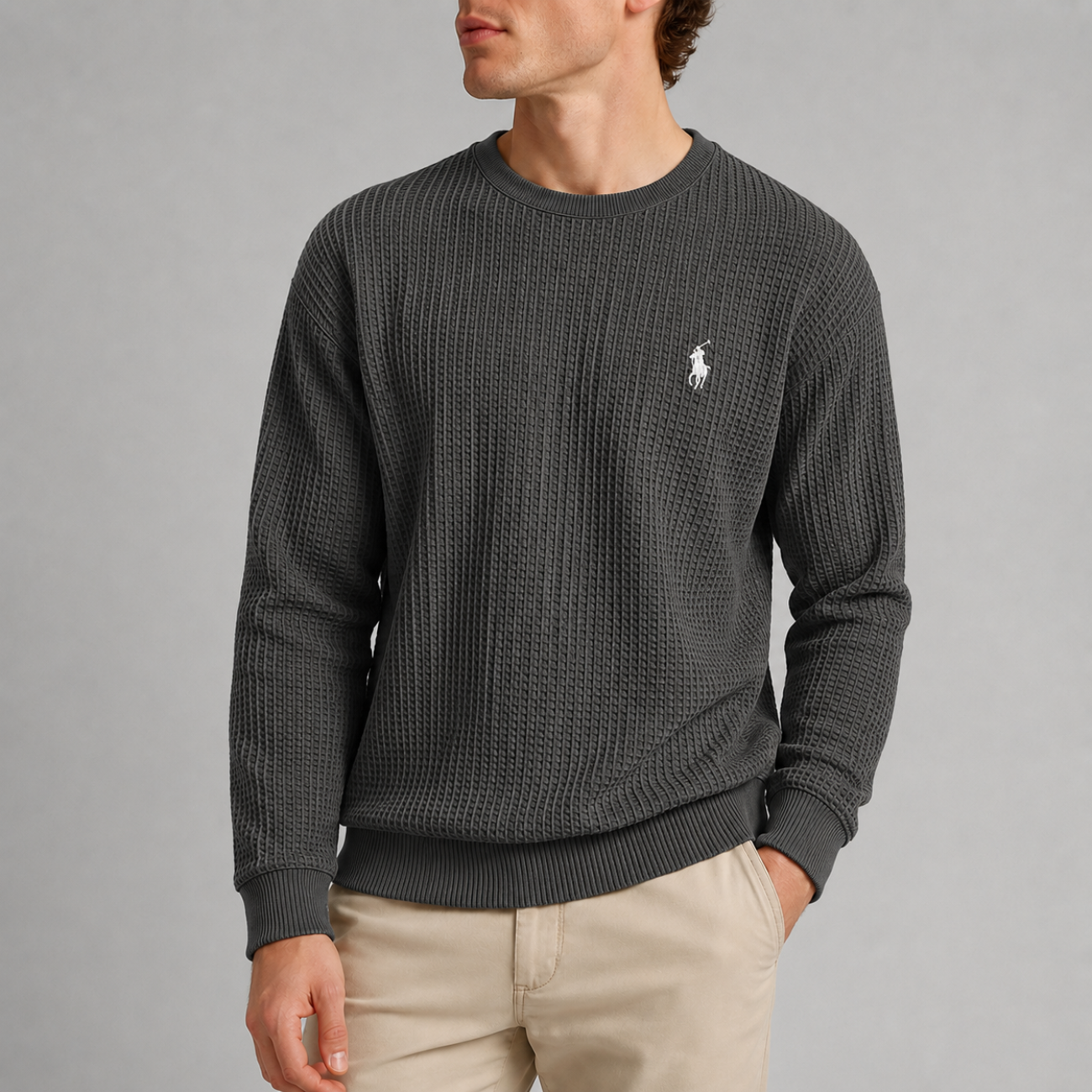 Waffle-Knit Crewneck - Clearance Sale
