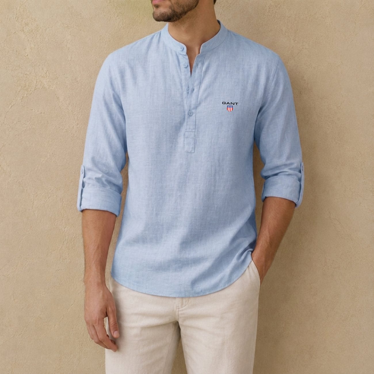 Linen Henley Shirt - Clearance Sale