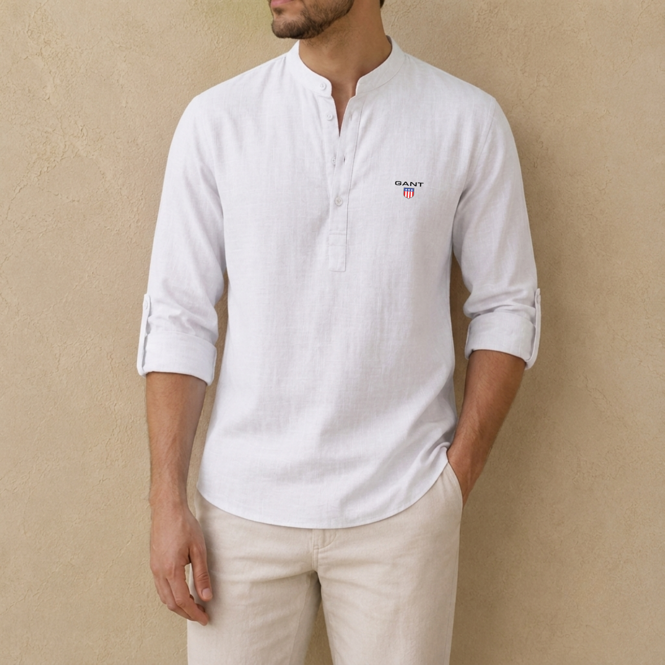 Linen Henley Shirt - Clearance Sale