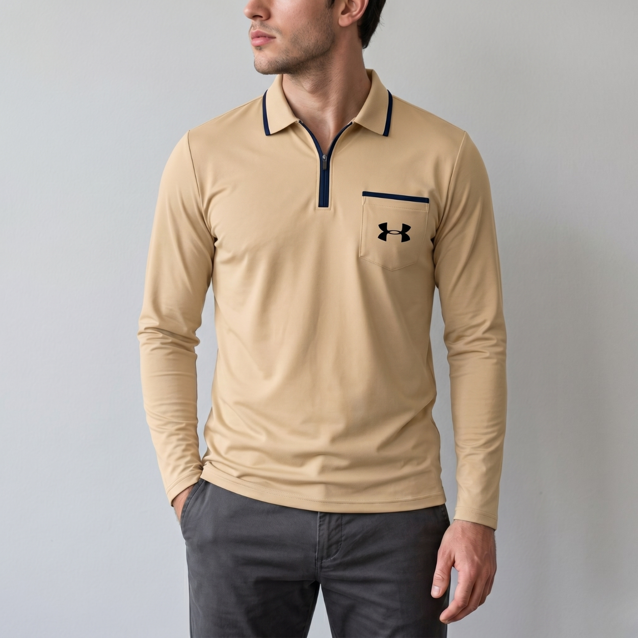 Quarter-Zip Full Sleeve Polo - Clearance Sale