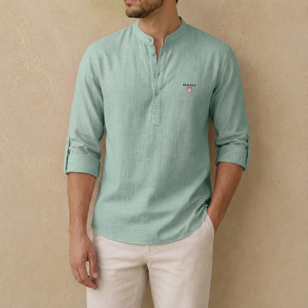 Linen Henley Shirt - Clearance Sale