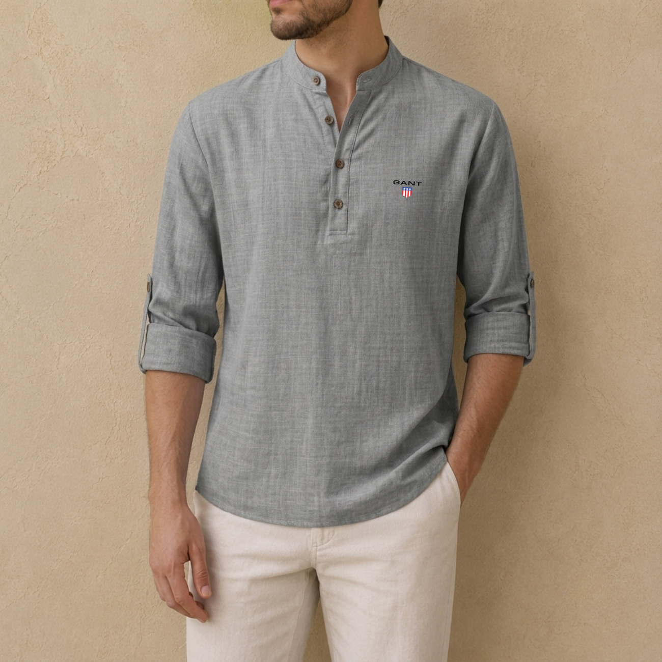 Linen Henley Shirt - Clearance Sale