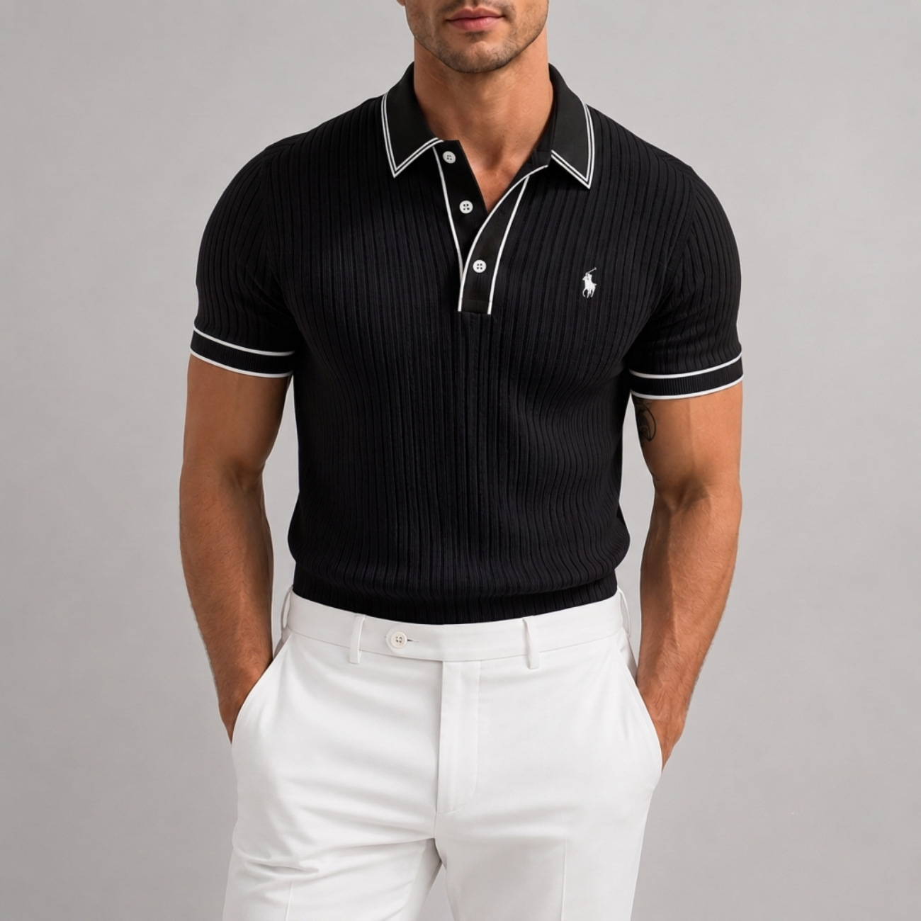 Premium Ribbed Polo Shirt für Herren