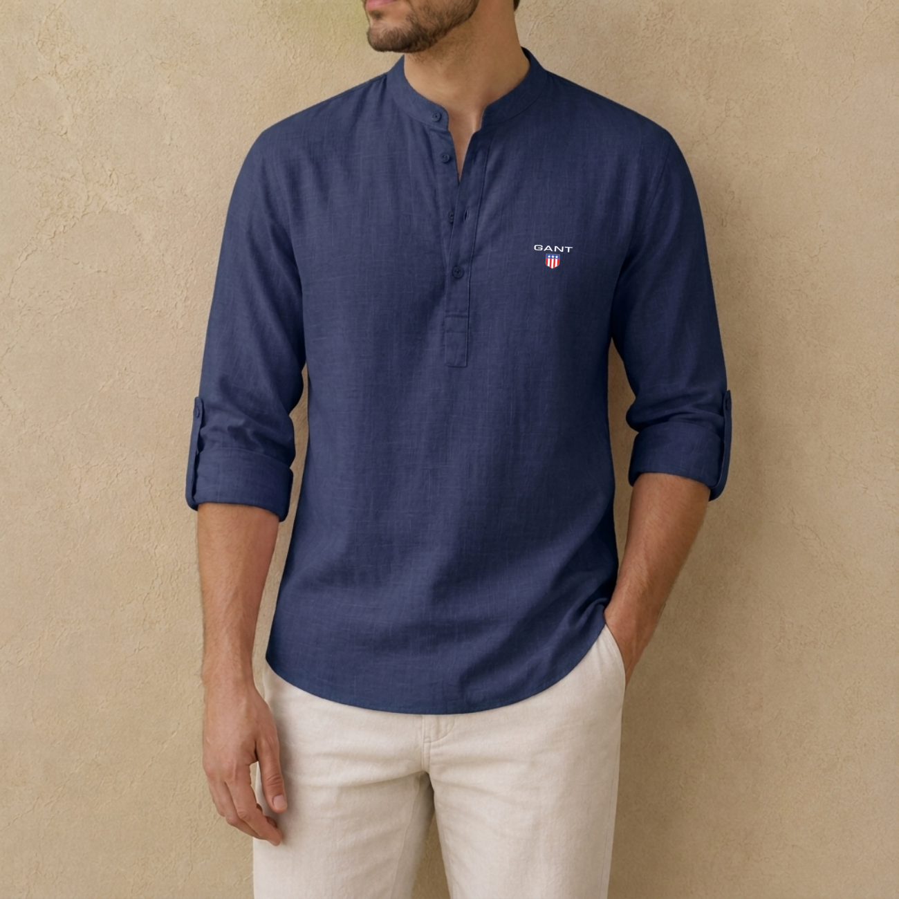 Linen Henley Shirt - Clearance Sale