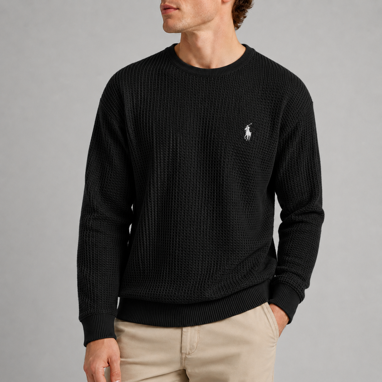 Waffle-Knit Crewneck - Clearance Sale