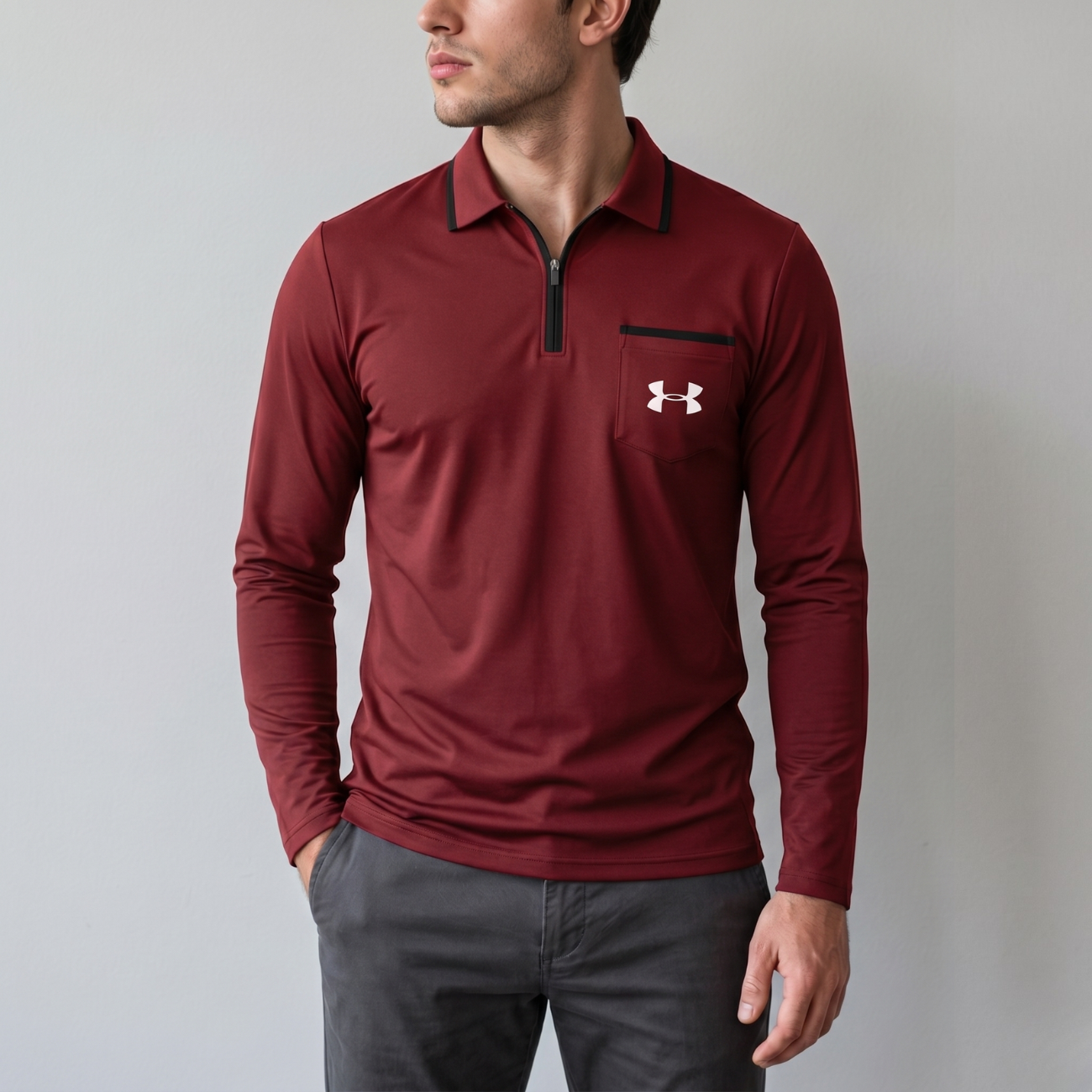 Quarter-Zip Full Sleeve Polo - Clearance Sale