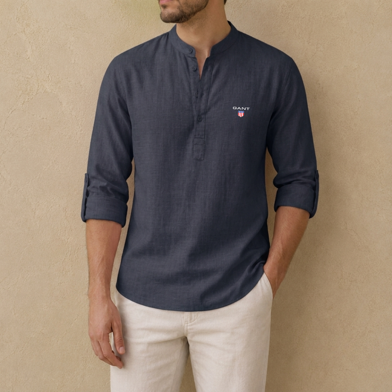 Linen Henley Shirt - Clearance Sale