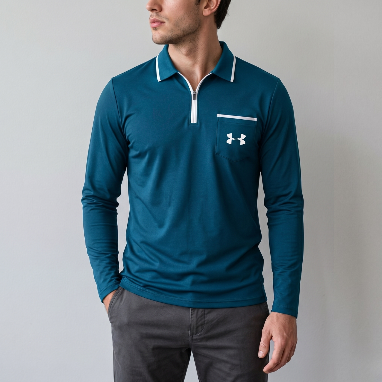 Quarter-Zip Full Sleeve Polo - Clearance Sale