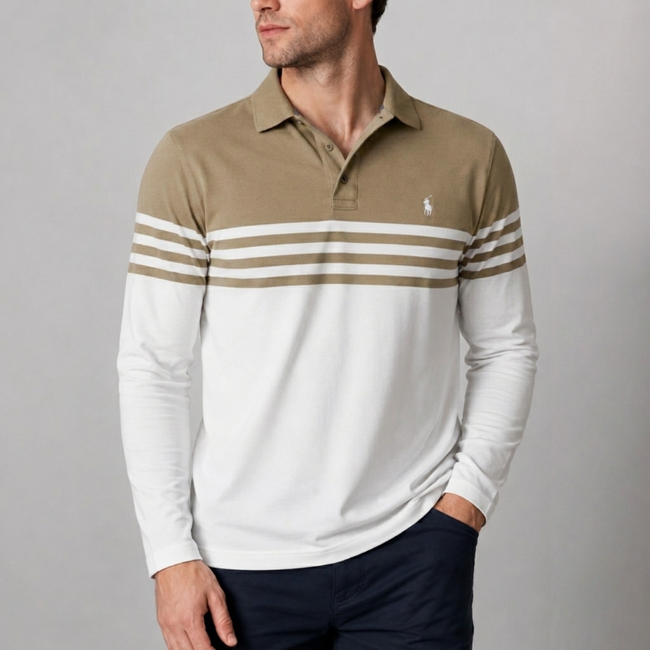 Long-Sleeve Stripe Polo - Clearance Sale