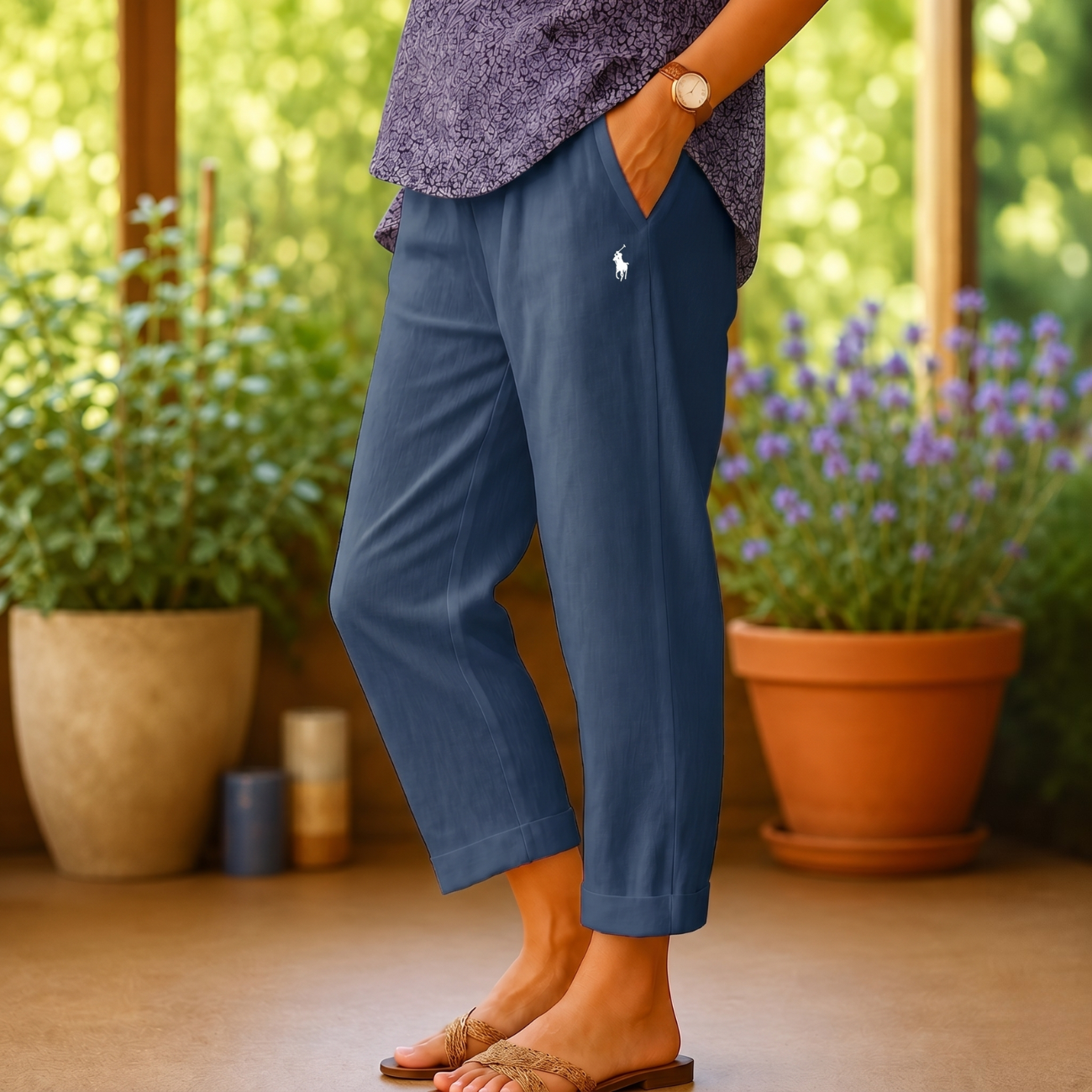 Linen-Blend Trousers - Clearance Sale